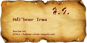 Hübner Irma névjegykártya